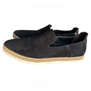 Vince Dillon Black Suede Espadrille Slip On Flat Sneaker, Size 9.5, Casual